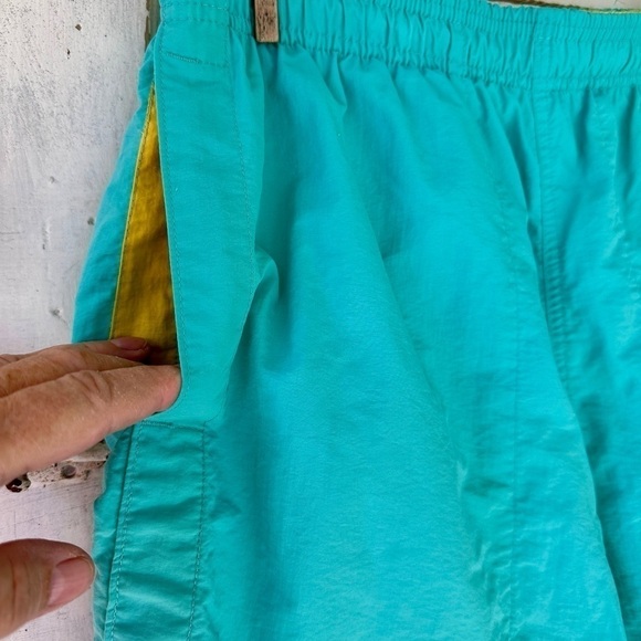 WEEKENDER, MENS, AQUA BLUE WITH YELLOW TRIM, SWIM TRUNKS. 2 SIDE POCKETS. SIZE M - Picture 3 of 8